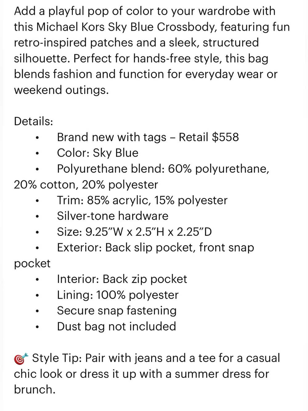 Michael Kors Sky Blue Crossbody with Retro Patch Accents - Picture 14 of 14